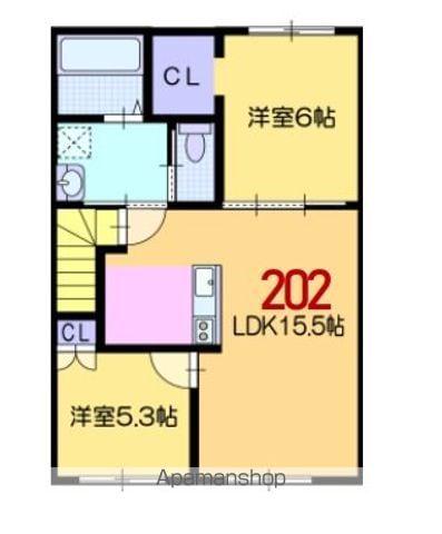 ATEENA OASA A・B(2LDK/2階)の間取り写真