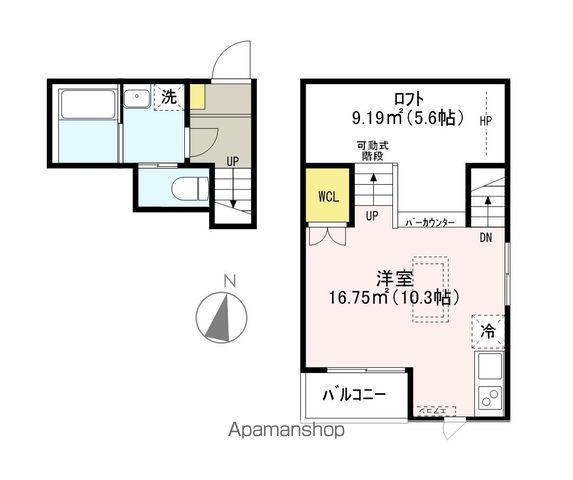 MESM(ワンルーム/2階)の間取り写真