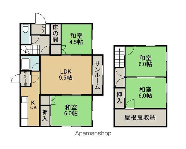 千歳線 長都駅 徒歩35分 2階建 築51年(4SLDK)の間取り写真