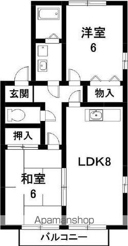 クレールイーストあかしげ(2LDK/1階)の間取り写真
