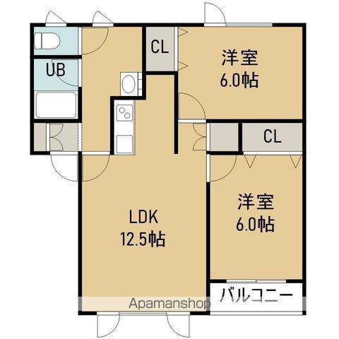 メゾンピースフル(2LDK/2階)の間取り写真
