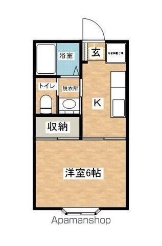 ファミールKATOHⅡ(1K/1階)の間取り写真