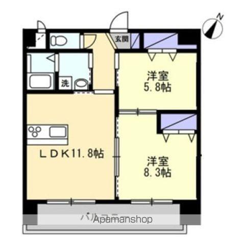 ミモザヒルズ錦町(2LDK/7階)の間取り写真