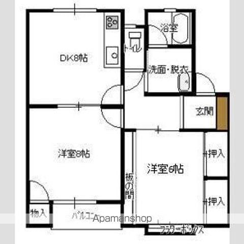 アーバンハイツM1号館(2DK/1階)の間取り写真