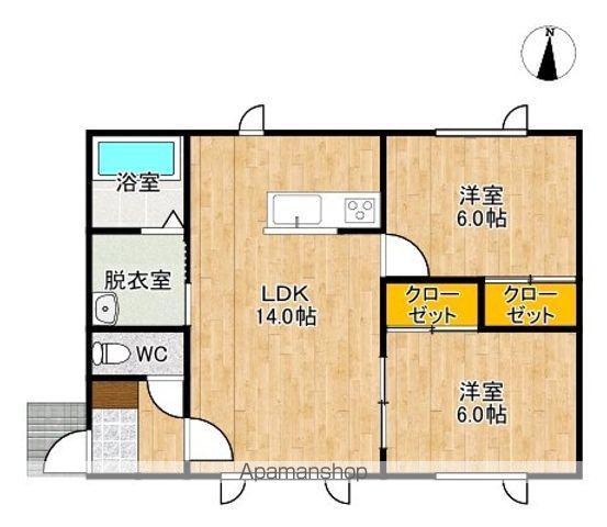 北海道帯広市 1階建 築3年(2LDK)の間取り写真