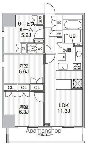 グランエール西日暮里ノース(2SLDK/13階)の間取り写真