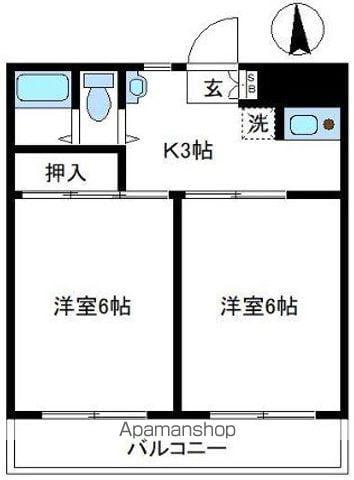ドミールタカラ(2K/4階)の間取り写真