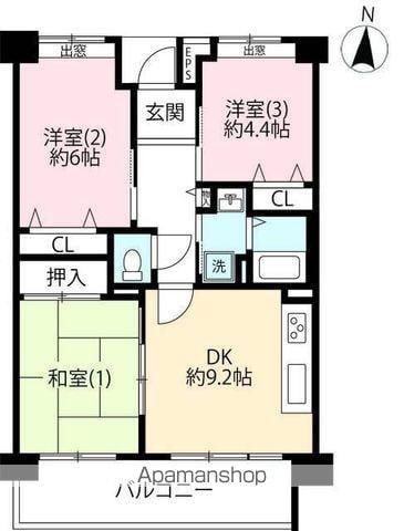 UR新川・島屋敷通2号棟(3DK/5階)の間取り写真