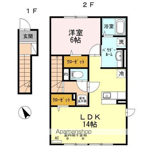SUN MALL駒場(1LDK/2階)の間取り写真