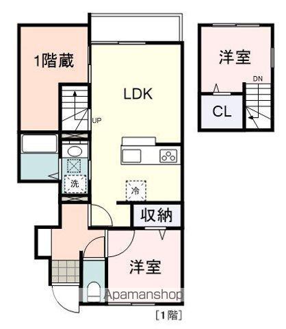 RIVILLAGE栗原(2LDK/1階)の間取り写真