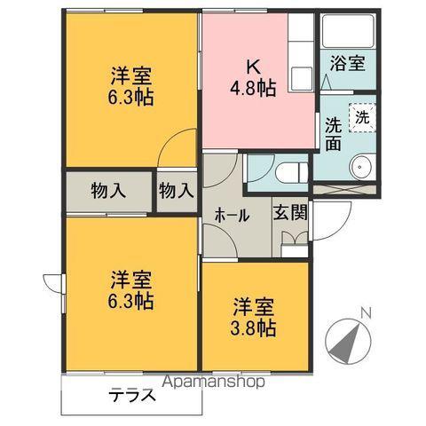 アイリスB(3K/1階)の間取り写真