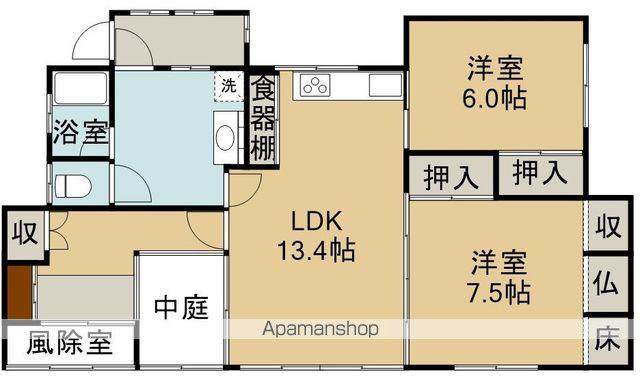 函館本線 大中山駅 徒歩22分 1階建 築47年(2LDK)の間取り写真