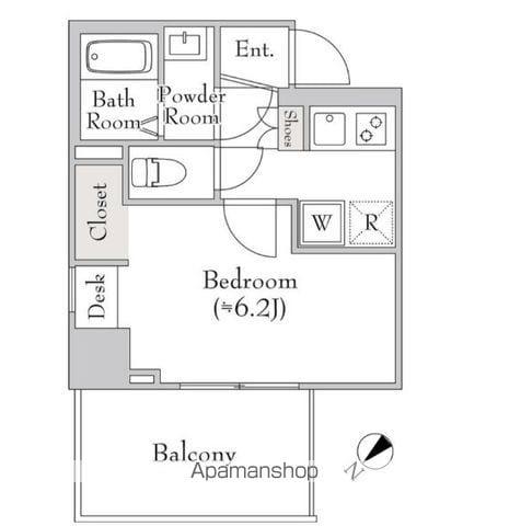 ミリアレジデンス白金台ヒルズ(1K/6階)の間取り写真