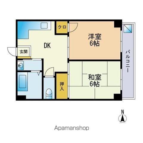 アーバン室見・原(2DK/3階)の間取り写真