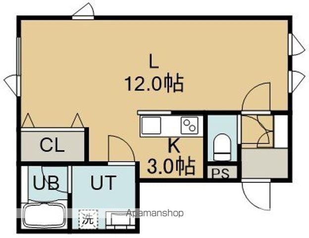 函館市電本線湯川線 堀川町駅 徒歩4分 2階建 築8年(1K/1階)の間取り写真