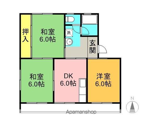 サンライト浅野(3DK/2階)の間取り写真