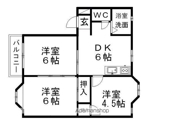 BELLEDYTAKAMIYA(3DK/2階)の間取り写真
