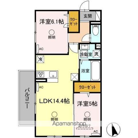 サンセット横手本町(2LDK/1階)の間取り写真