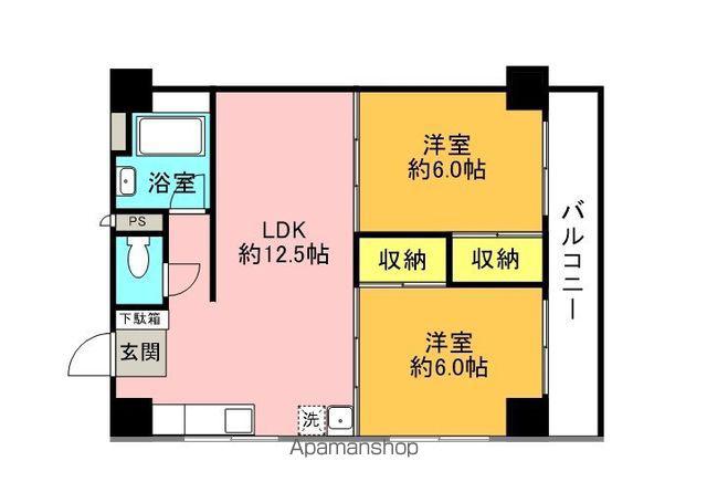 安積ヒルズ(2LDK/3階)の間取り写真
