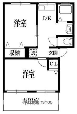 シティハイムペブルB(2DK/1階)の間取り写真