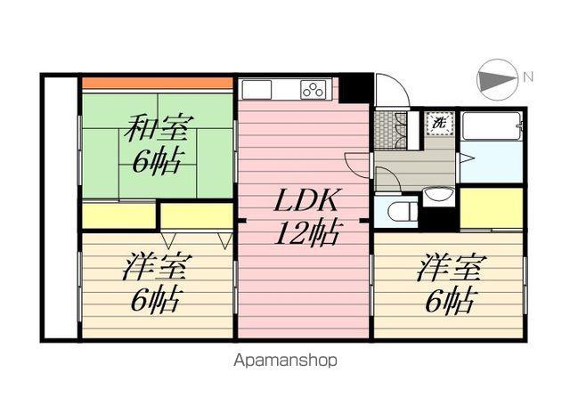 クレスト芝山A棟(3LDK/1階)の間取り写真