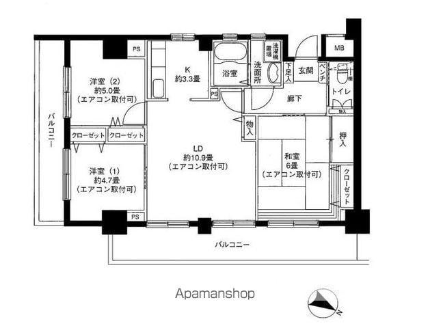 ポートヴィラ AK(3LDK/3階)の間取り写真