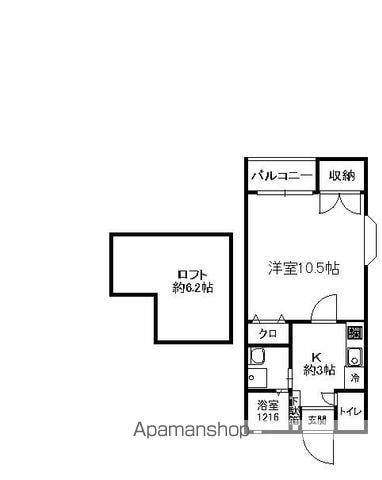 ブラージュ六本松(1DK/2階)の間取り写真