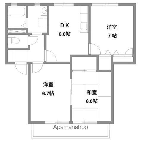 ディアスKAWAI(3DK/2階)の間取り写真
