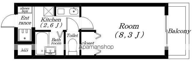 ジョイフル瀬田(1K/1階)の間取り写真