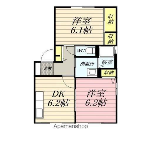 ディアスさくらまち(2DK/1階)の間取り写真