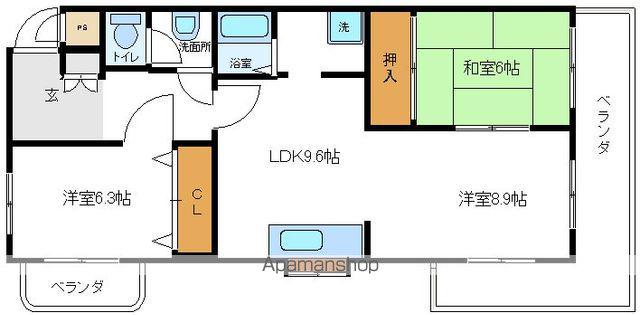 サンクス第三ハイツ(3LDK/2階)の間取り写真