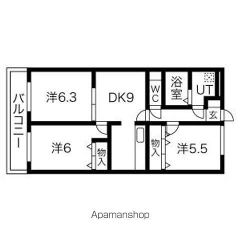 アメニティライフ小笹(3LDK/4階)の間取り写真