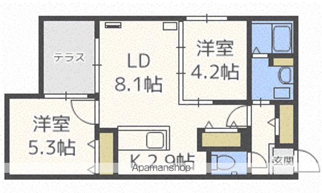 ヴェリタス南郷(2LDK/1階)の間取り写真