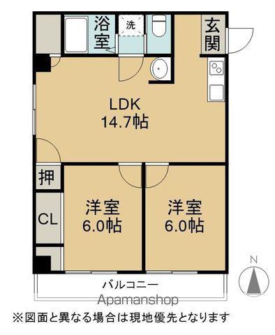 アーバンコート庄内Ⅱ(2LDK/3階)の間取り写真