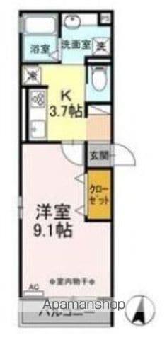 PERIDOT(1K/2階)の間取り写真