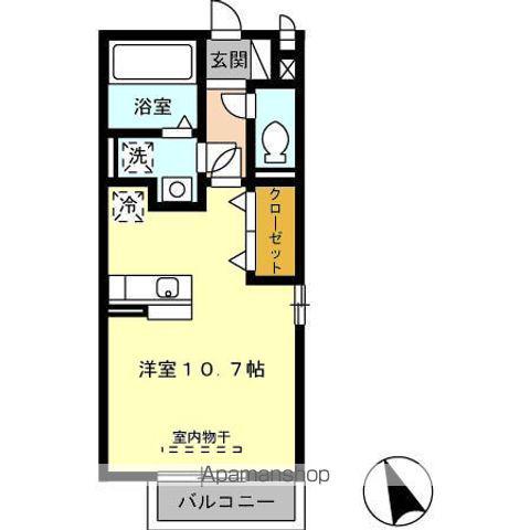 ラ・ステュディオ(ワンルーム/2階)の間取り写真