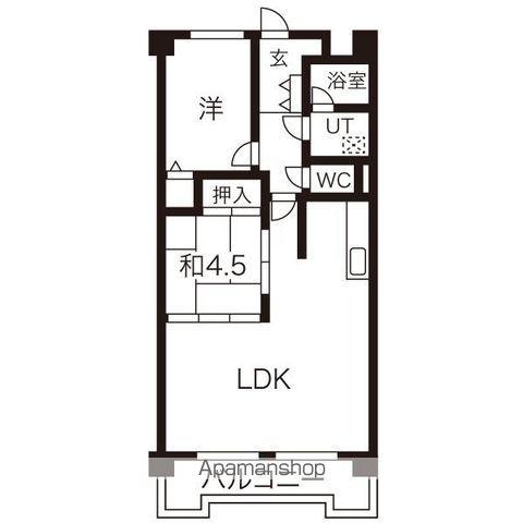 グランドハイリス上社(2LDK/1階)の間取り写真