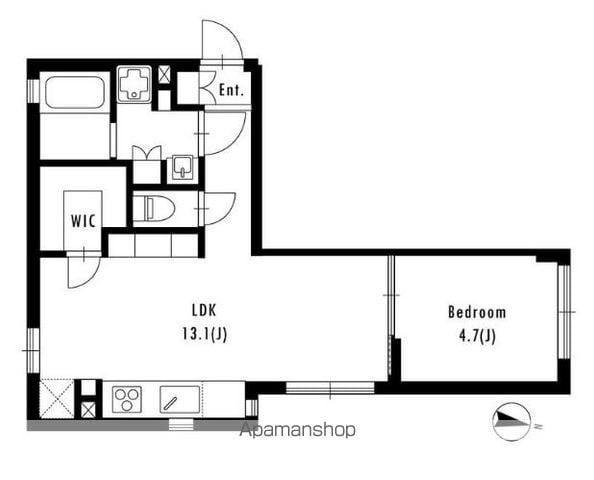 LAPULE目黒柿の木坂(1LDK/1階)の間取り写真