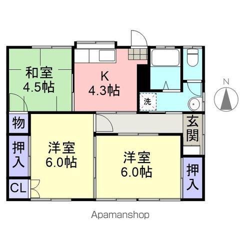 東北本線 桑折駅 徒歩11分 1階建 築48年(3K)の間取り写真