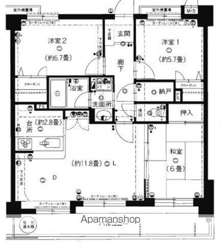 グリーンマンション西長住(3LDK/3階)の間取り写真