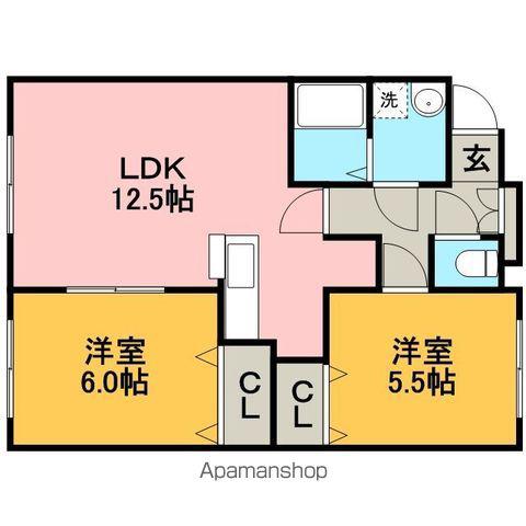 ホ-リーコート菊水(2LDK/5階)の間取り写真