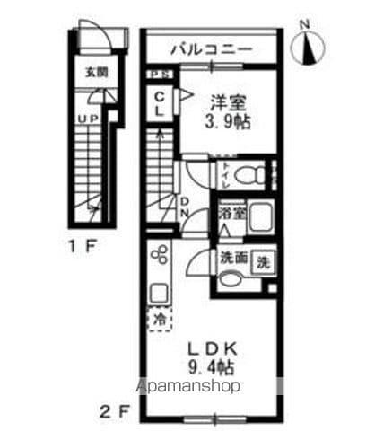 BONHEUR(1LDK/2階)の間取り写真