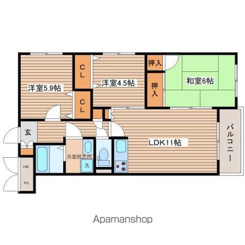 エイト庚午北(3LDK/3階)の間取り写真