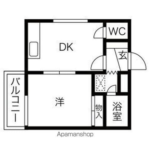アルファスクエア北18条(1DK/2階)の間取り写真