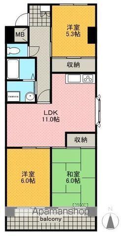 第2サンパレス国分(3LDK/2階)の間取り写真