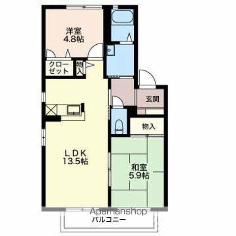 ディアスアベニュー A(2LDK/2階)の間取り写真