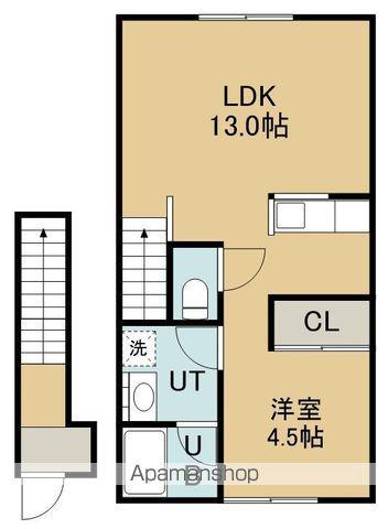 ヴェリテⅢ(1LDK/2階)の間取り写真