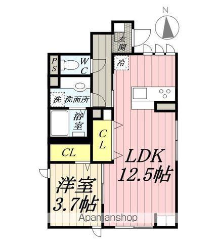 足立区大谷田ASO519(1LDK/1階)の間取り写真