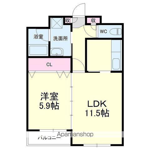 SAINT MARCELLINA(1LDK/1階)の間取り写真
