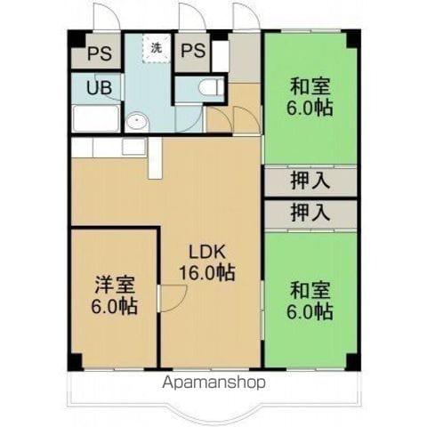 グロリアハイツ若松(3LDK/3階)の間取り写真